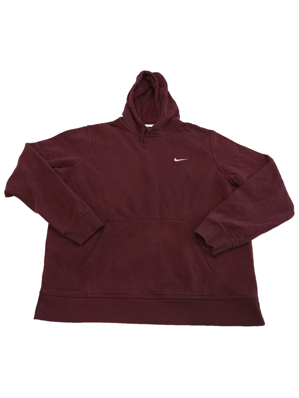 Nike Club Fleece Hoodie Mens XL Maroon White Embroidered Swoosh Pullover Top